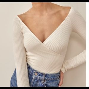 Reformation Minnie white off shoulder top size large